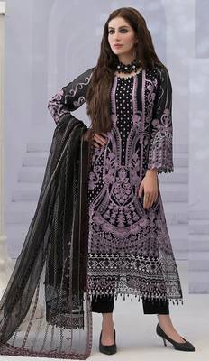 Black georgette suit with embroidered & multi thread zarkan  1