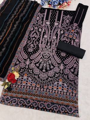 Black georgette suit with embroidered & multi thread zarkan  2