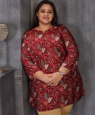 Maroon color plus size kurti 4