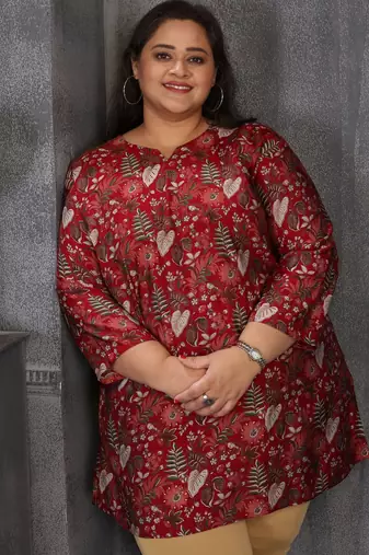 Maroon color plus size kurti