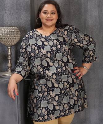 Blue color plus size kurti 4