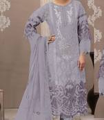 Lavender organza semi stitched suit with embroidery & sequence work