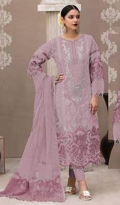 Purple organza suit with embroidered sequin  1