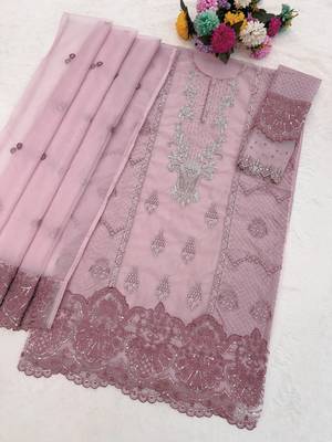 Purple organza suit with embroidered sequin  2
