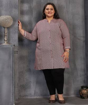 Pink color plus size kurti 1