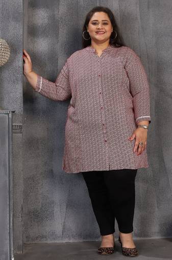 Pink color plus size kurti