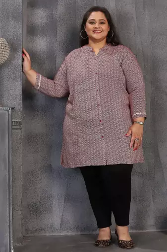 Pink color plus size kurti