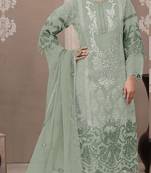 Light green organza semi stitched suit with embroidery & sequence work