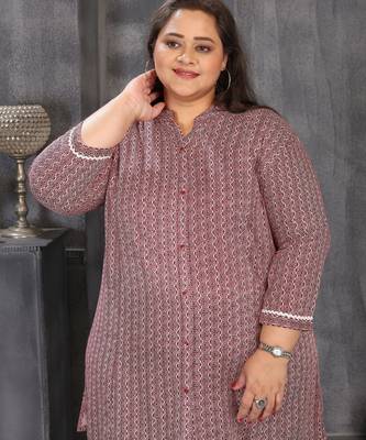Pink color plus size kurti 4