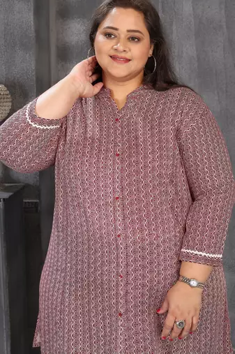 Pink color plus size kurti