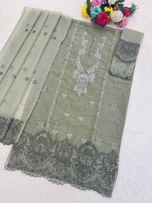 Light green organza suit with embroidered sequin  2