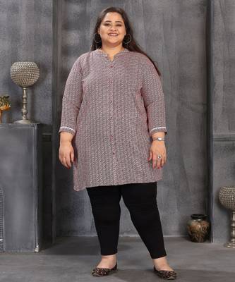 Pink color plus size kurti 5