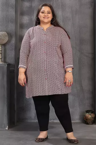Pink color plus size kurti