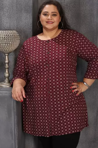 Wine color plus size kurti