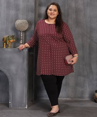 Wine color plus size kurti 5