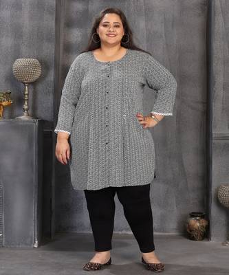 Grey color plus size kurti 1