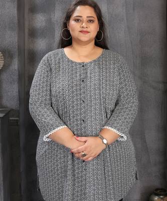 Grey color plus size kurti 4