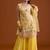 Yellow georgette semi stitched suit with embroidered multi work