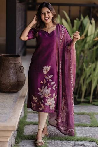 Purple color beautiful zarna silk fabric ceremonial attire