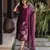 Purple color beautiful zarna silk fabric ceremonial attire