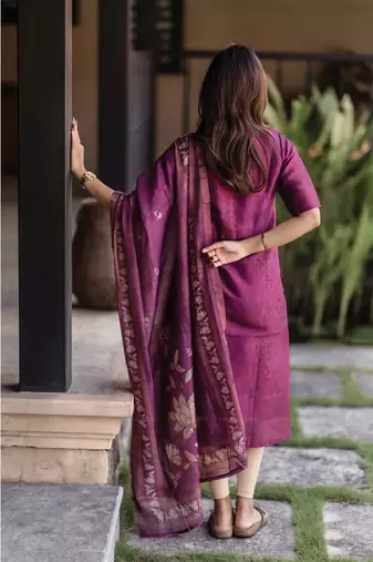 Purple color beautiful zarna silk ceremonial attire