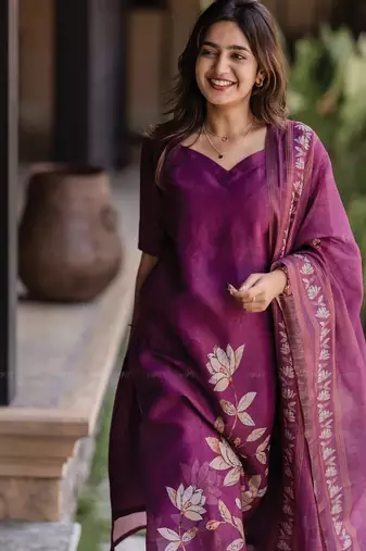 Purple color beautiful zarna silk ceremonial attire