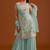 Sky blue georgette semi stitched suit with embroidered multi work