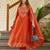 Rust color beautiful vichitra silk fabric graceful ceremonial kurti set