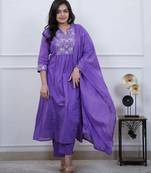 Lavender color beautiful cotton fabric kurti set