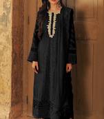 Black georgette semi stitched suit with sequence & multi thread work