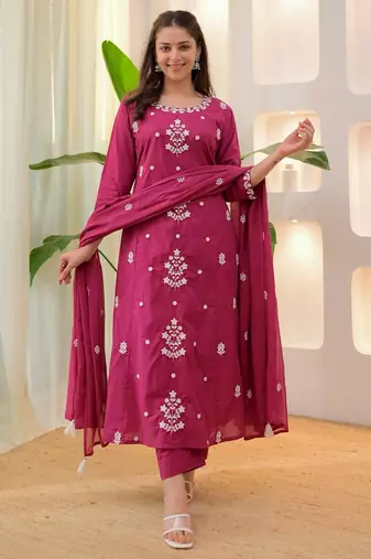 Pink color beautiful rayon slub fabric graceful ceremonial kurti set