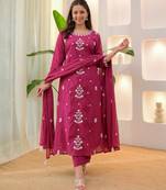 Pink color beautiful rayon slub fabric graceful ceremonial kurti set