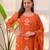 Orange color beautiful rayon slub fabric graceful ceremonial kurti set