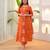 Orange color beautiful rayon slub fabric graceful ceremonial kurti set