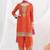 Orange chinon embroidered sequins palazzo suit - full stitched free size