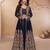 Black chinon embroidered sequins Anarkali suit - full stitched free size