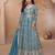 Blue chinon embroidered sequins Anarkali  suit - full stitched free size