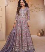 Purple Shimmer embroidered sequins Anarkali suit - full stitched free size
