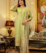 Green color beautiful viscose shimmer fabric graceful ceremonial kurti set