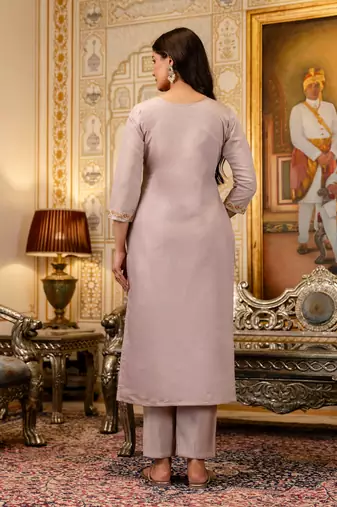 Lavender color beautiful viscosee shimmer graceful ceremonial kurti set