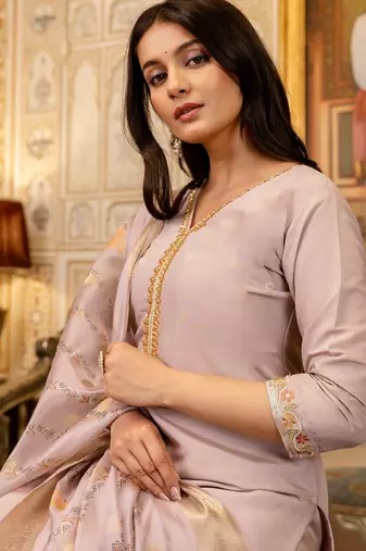 Lavender color beautiful viscosee shimmer graceful ceremonial kurti set