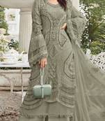 Mehendi georgette semi stitched suit with embroidery sequence & moti work