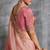 Pink premium tissue zari resham thread embroidery with pearls, mirror work stone work saree with blouse
