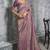 Purple premium tissue zari resham thread embroidery with pearls, mirror work stone work saree with blouse