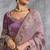 Purple premium tissue zari resham thread embroidery with pearls, mirror work stone work saree with blouse