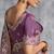 Purple premium tissue zari resham thread embroidery with pearls, mirror work stone work saree with blouse