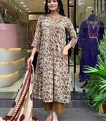 Cream color beautiful megic cotton fabric graceful ceremonial kurti set