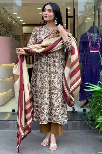 Cream color beautiful megic cotton graceful ceremonial kurti set