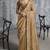 Beige premium tissue zari resham thread embroidery with pearls, mirror work stone work saree with blouse