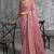 Pink premium tissue zari resham thread embroidery with pearls, mirror work stone work saree with blouse
